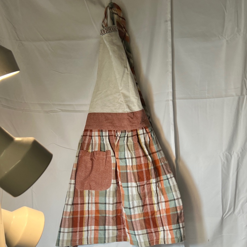 Multicolor Plaid Apron with Pocket